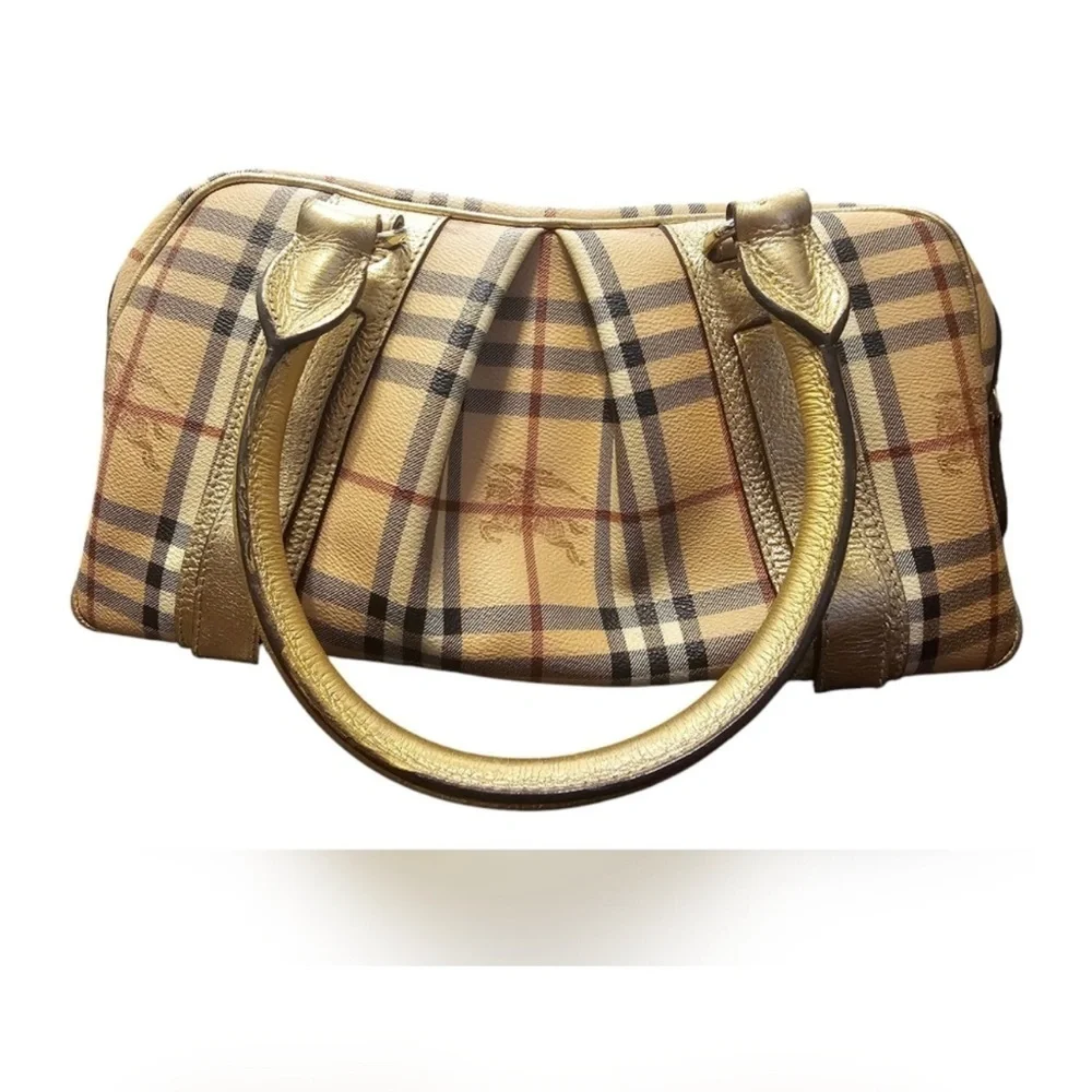 Burberry Haymarket Check PVC Leather with Gold Accents & COA